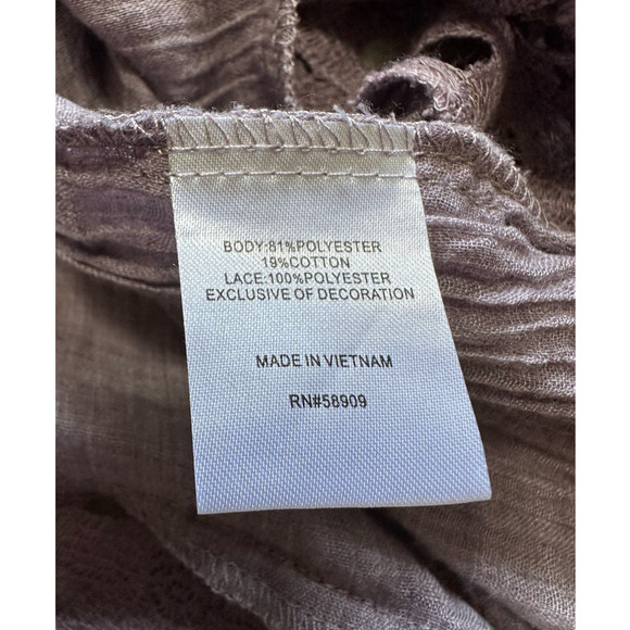 Retro Threads Purple Guazy Lace Trim Bell Sleeve Tunic, Size L - Picture 6 of 10